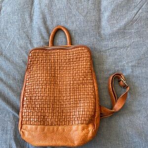 Brown leather backpack